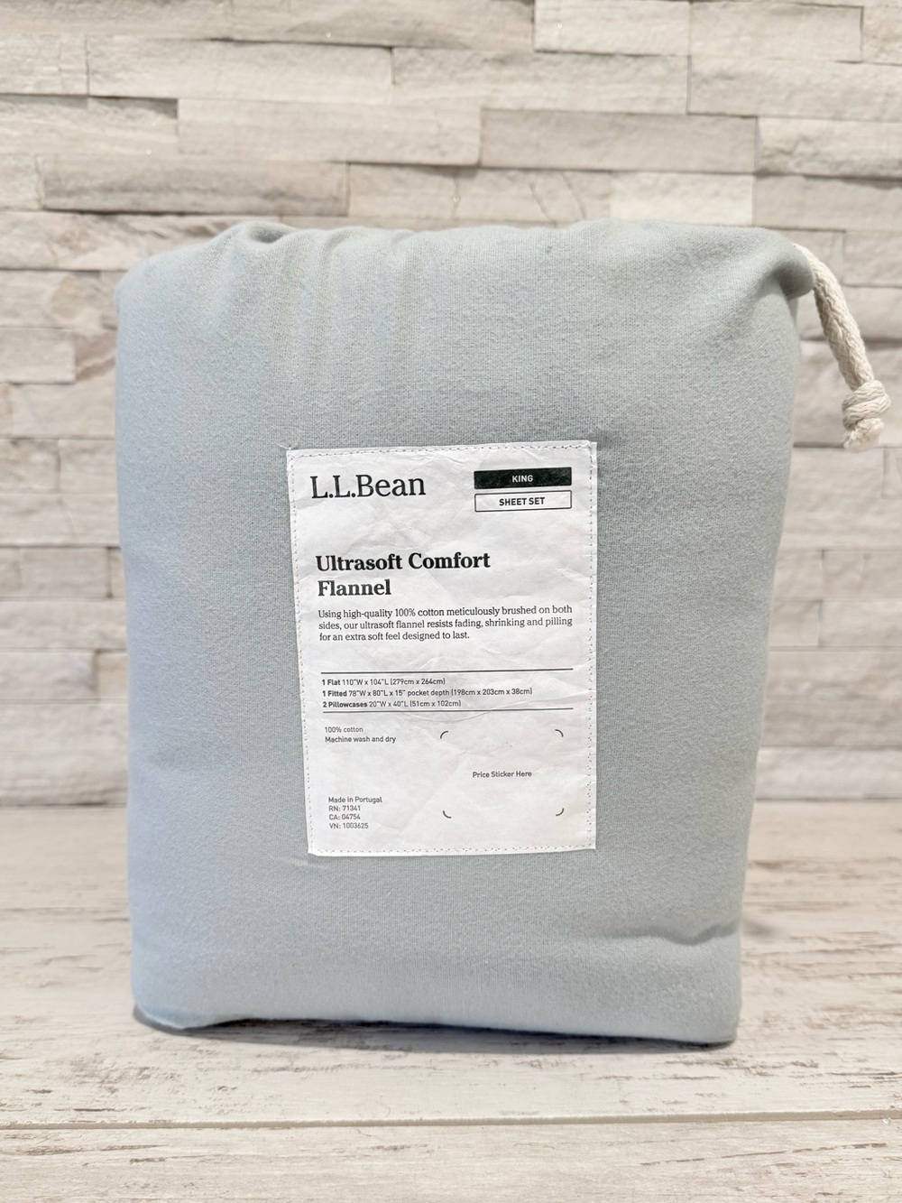 L.L. Bean King Ultrasoft Comfort Portuguese Flannel Sheet Set Silver Sage NWT
